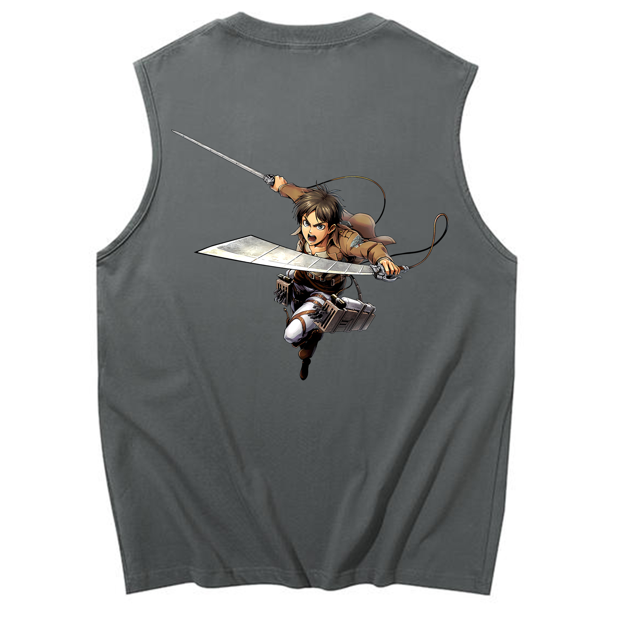 （画像用） 進撃の巨人 エレン･イェーガー Attack on Titan Eren Jäger コットン100％タンクトップ（背面プリント）